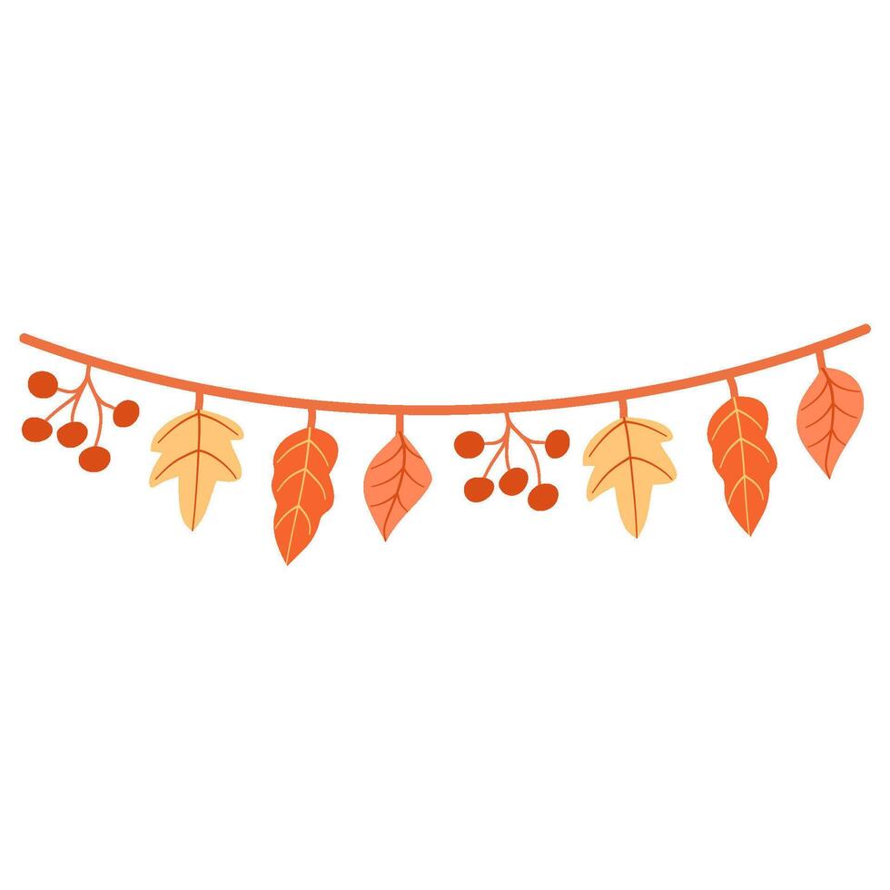 Hanging autumn leaves and berries vector