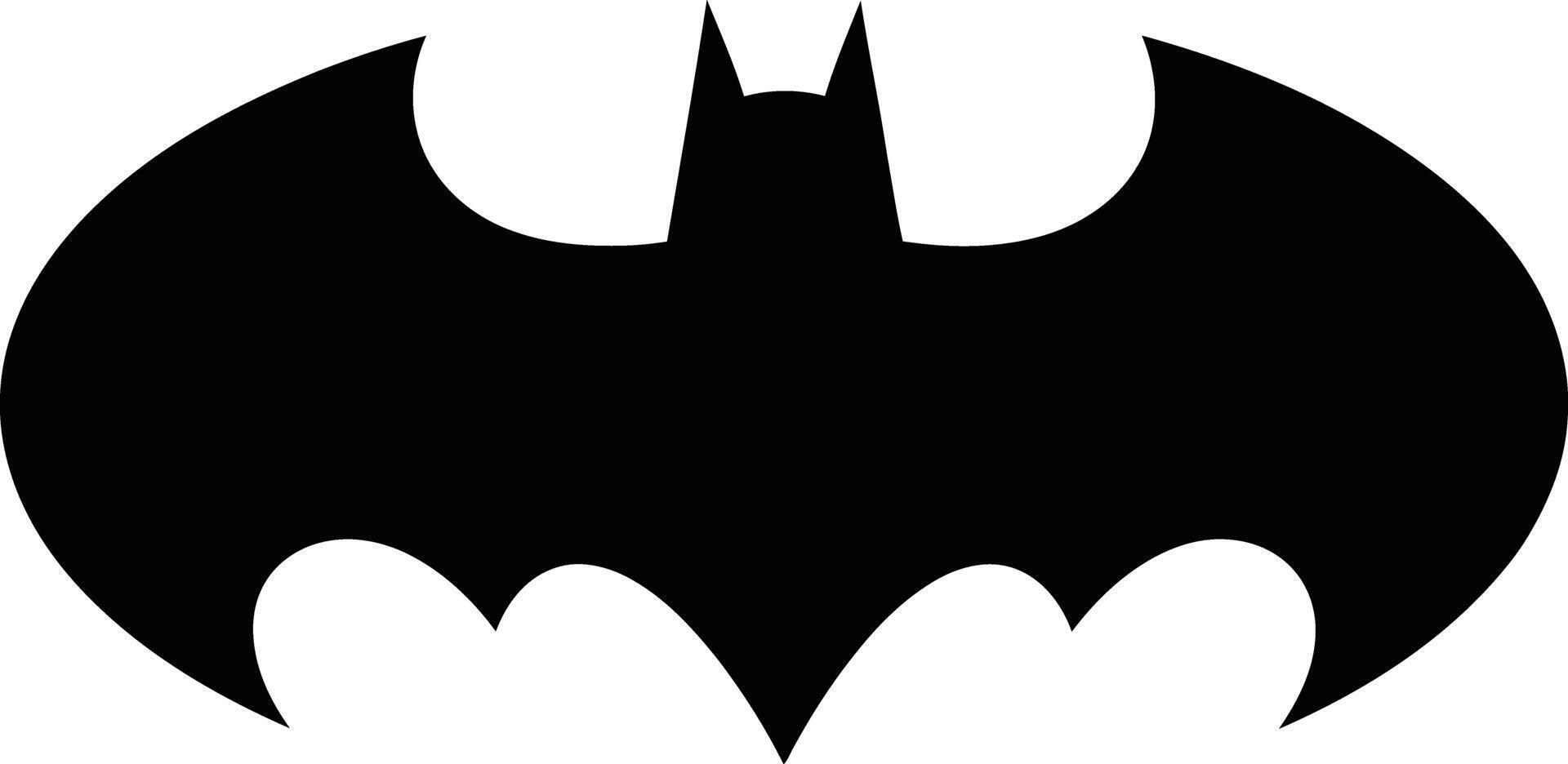 This image showcases a classic Batman bat symbol presented as a striking silhouette. The simple bold design is instantly recognizable. vector