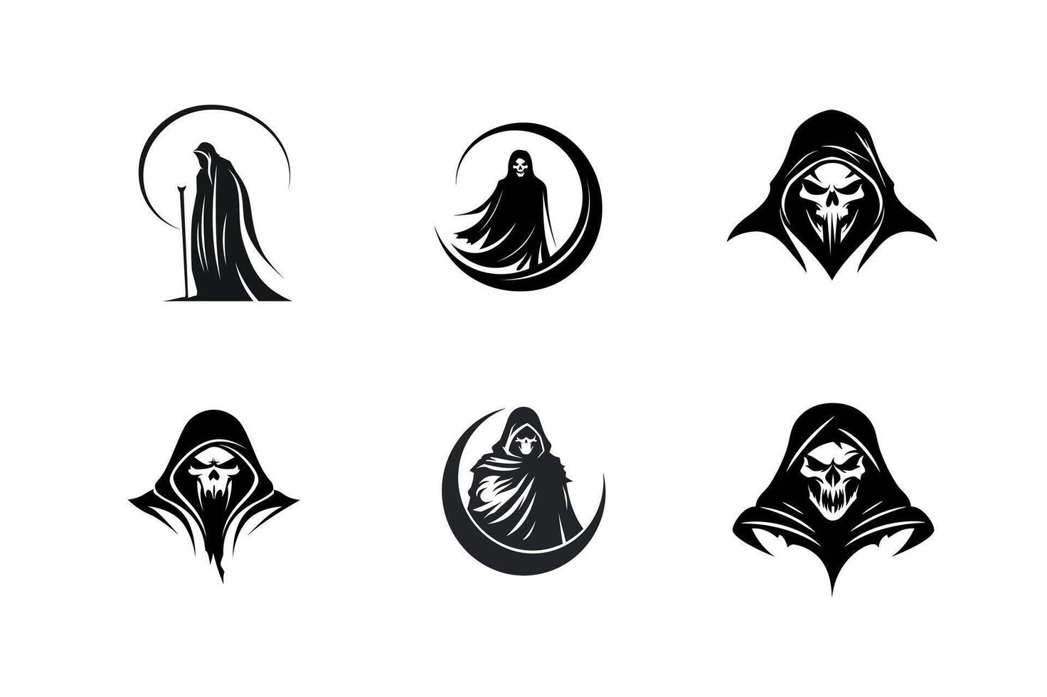 Grim reaper logo design concepts six variations vector