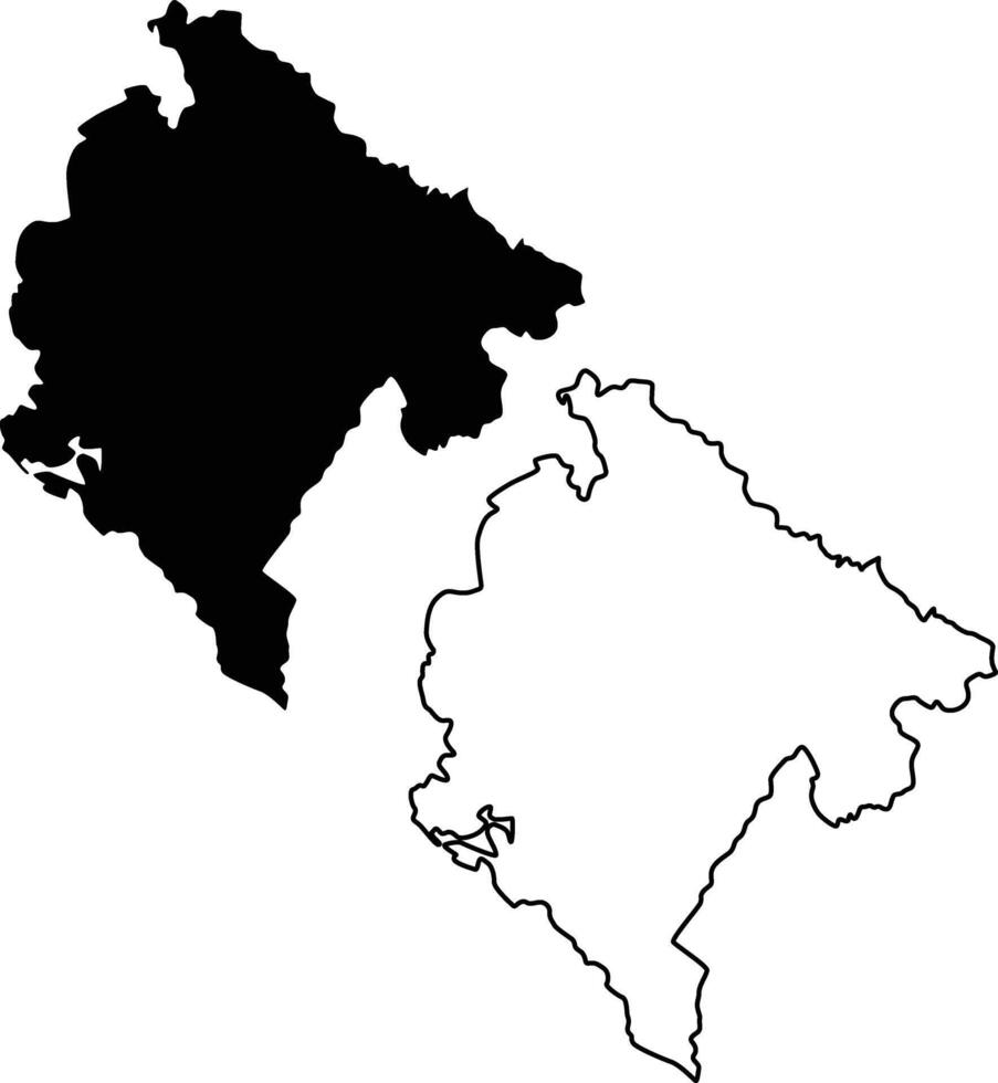 Map of Montenegro Silhouette Flat and Outline Design vector