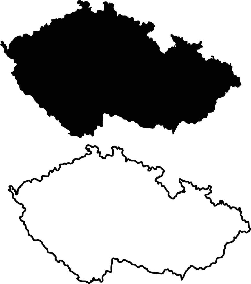 Map of Czechia Silhouette Flat and Outline vector