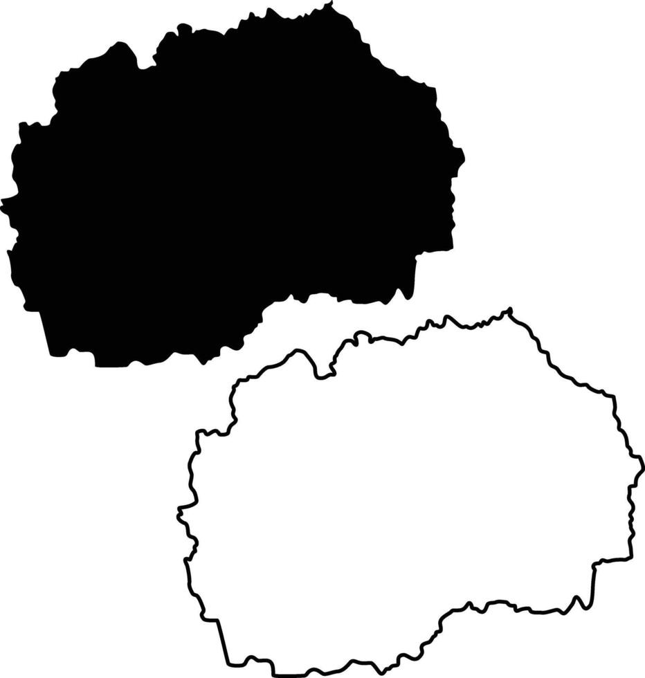 Map of North Macedonia Silhouette Flat and Outline Design vector
