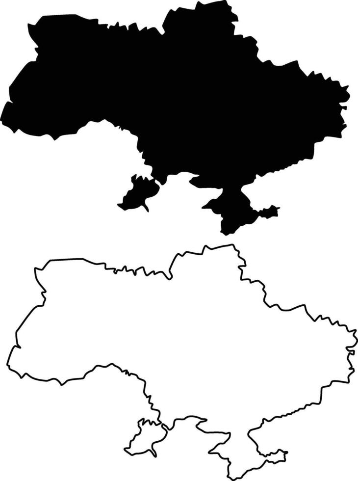 Map of Ukraine Silhouette Flat and Outline Design vector