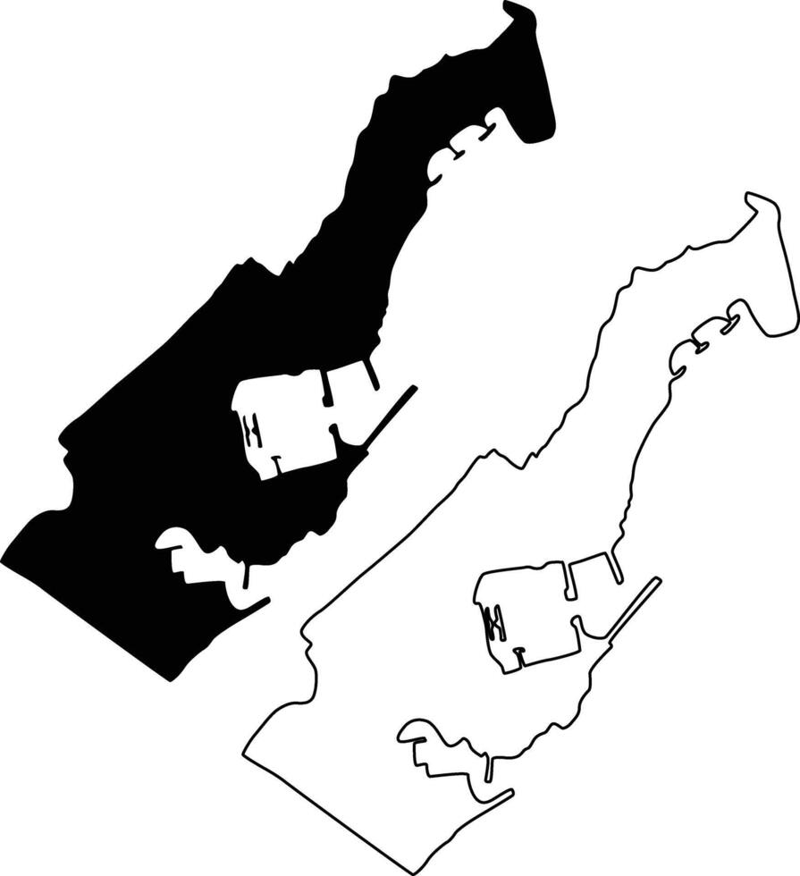 Map of Monaco Silhouette Flat and Outline Design vector