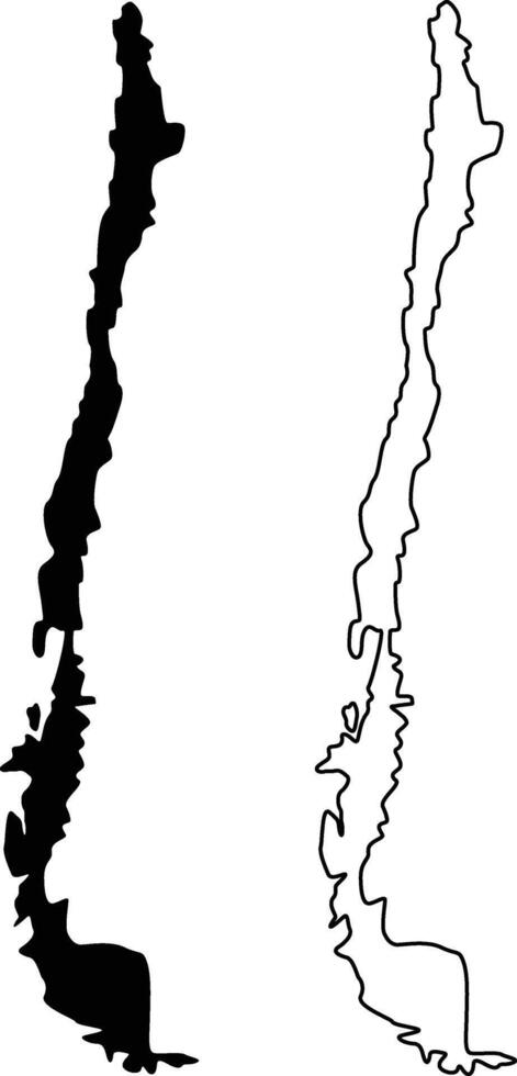 Map of Chile Silhouette Flat and Outline Design vector