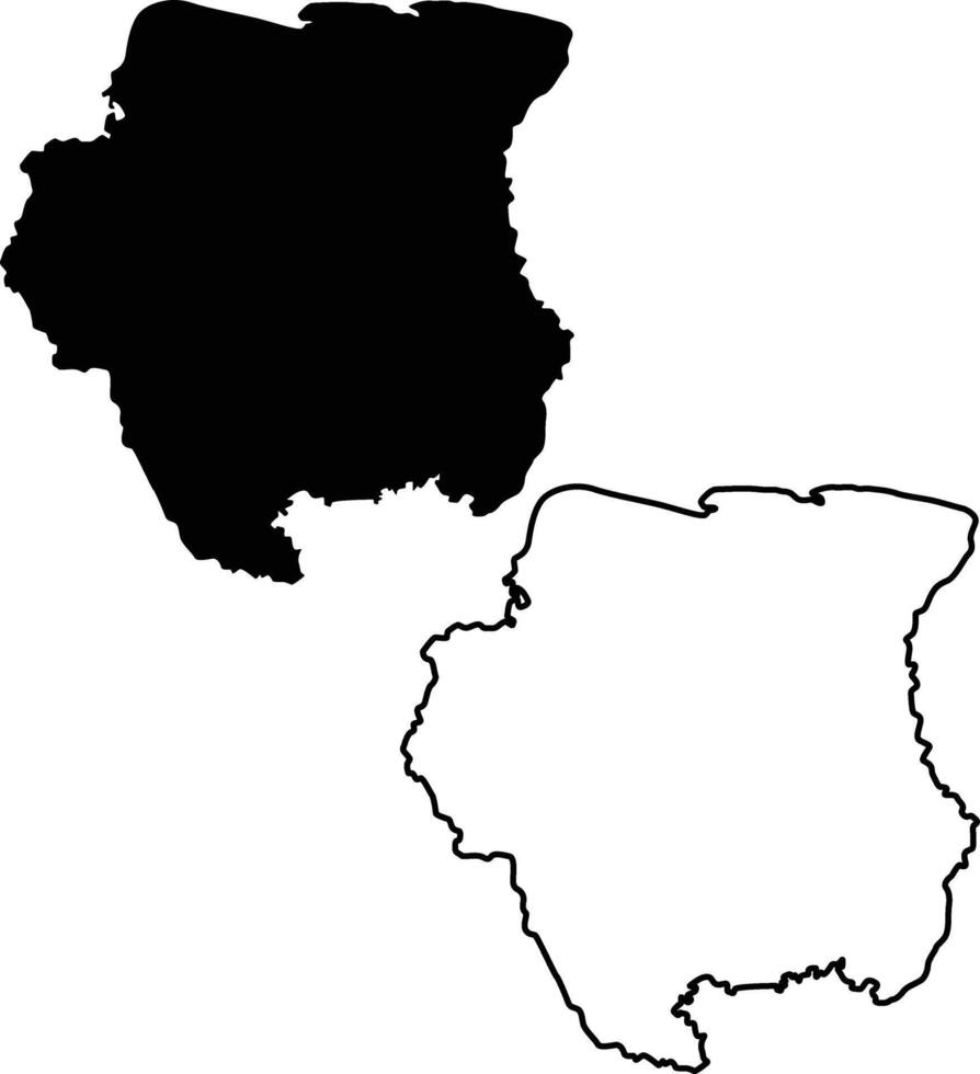 Map of Suriname Silhouette Flat and Outline Design vector