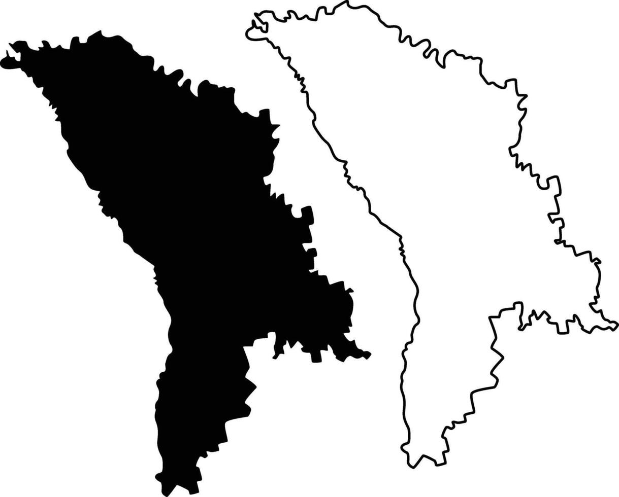 Map of Moldova Silhouette Flat and Outline Design vector