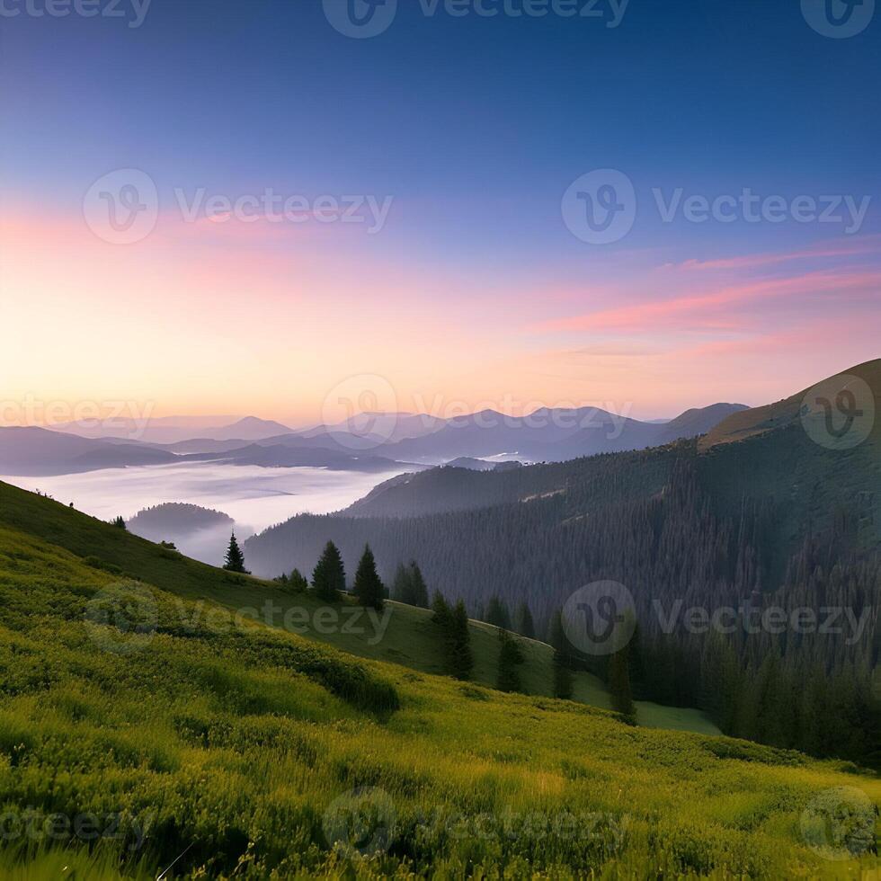 Sunrise Over Misty Mountain Valley photo