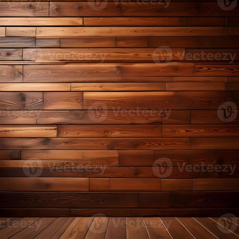 Dark Brown Rustic Wooden Wall and Floor Interior Background photo