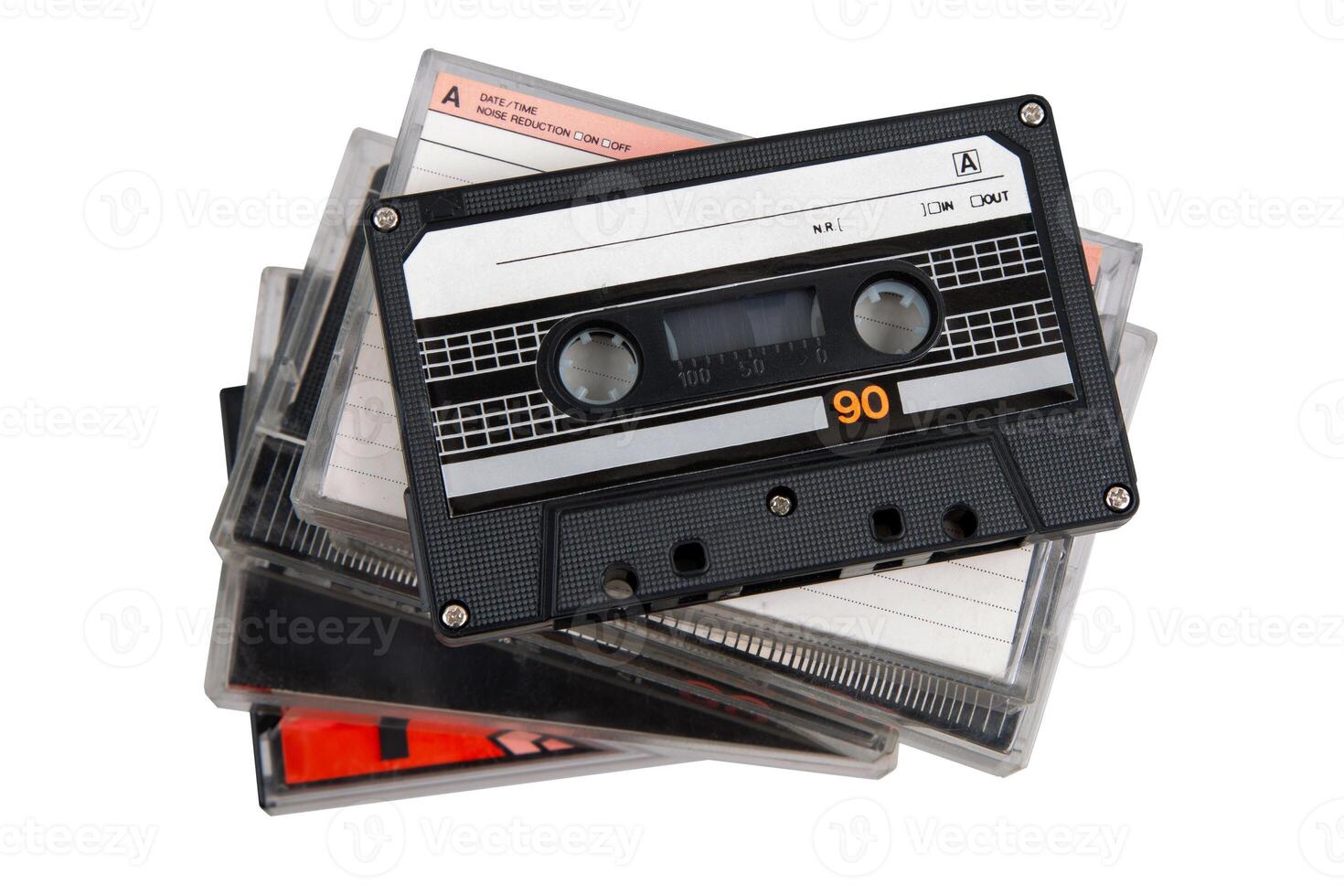 Stack of retro audio tapes photo