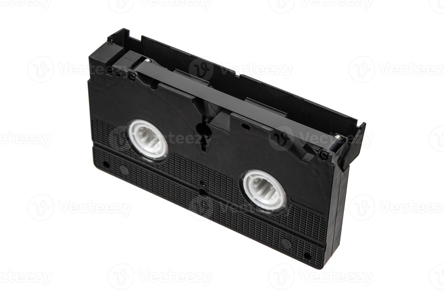 Classic VHS cassette with visible tape reels photo