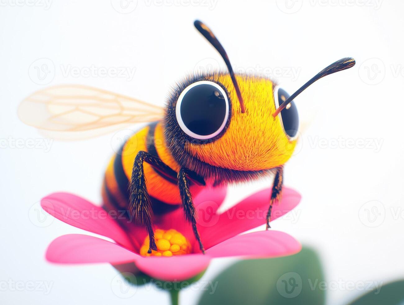 Close-up view of a bee on a pink flower in a garden photo