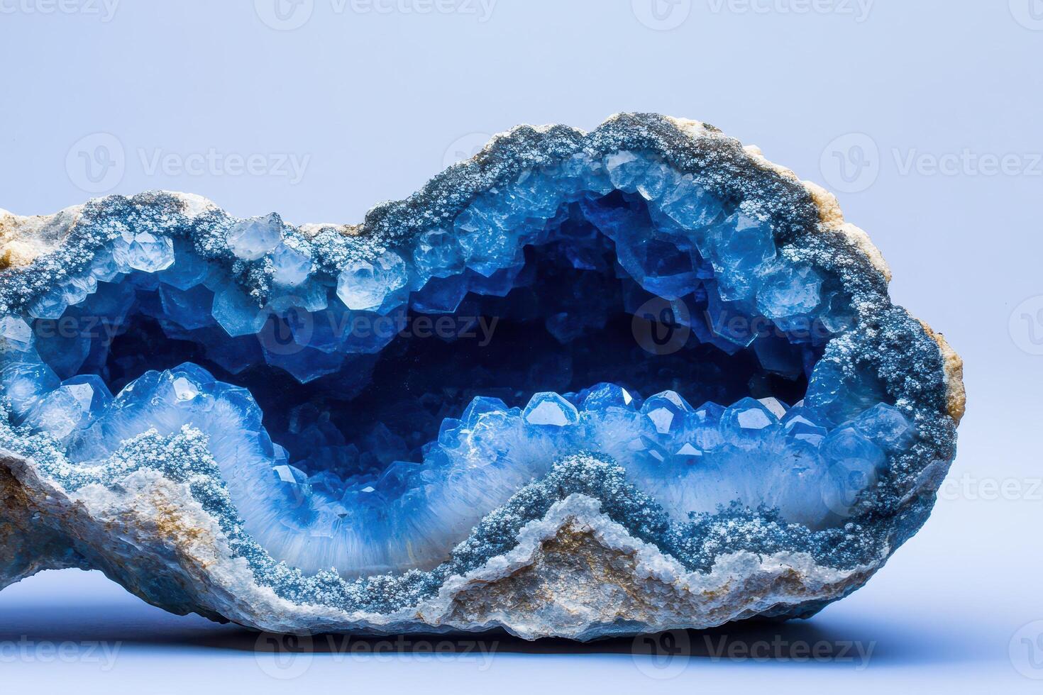 Stunning blue agate geode with intricate details photo