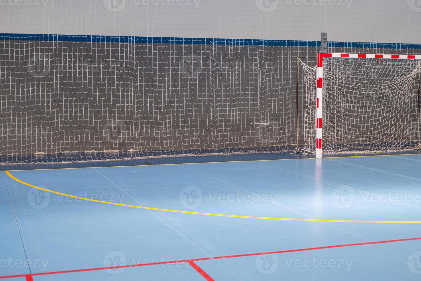 detail of a field with goal for futsal and handball practice, sports court photo