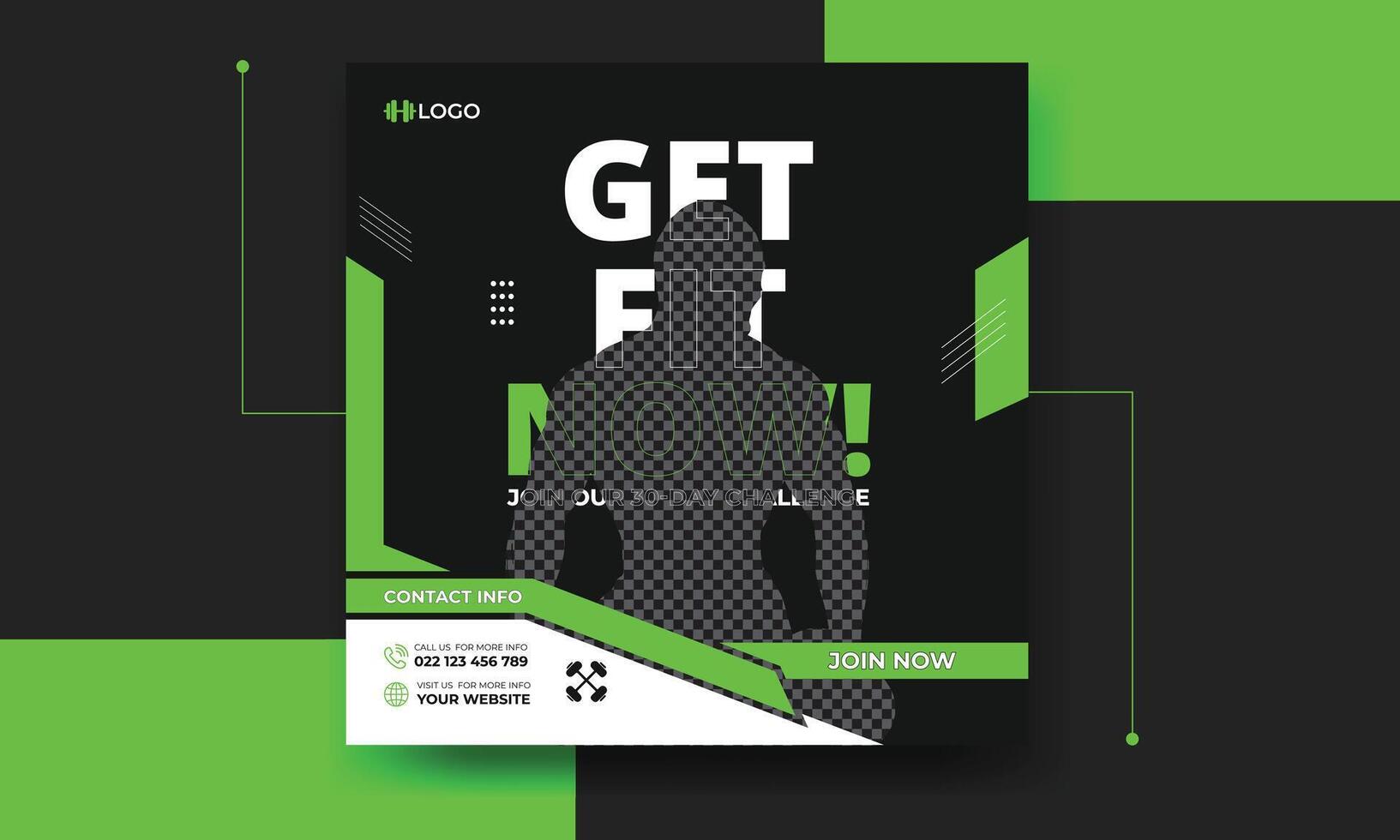 Gym and Fitness Social Media Banner design Set with Workout and Training Theme vector