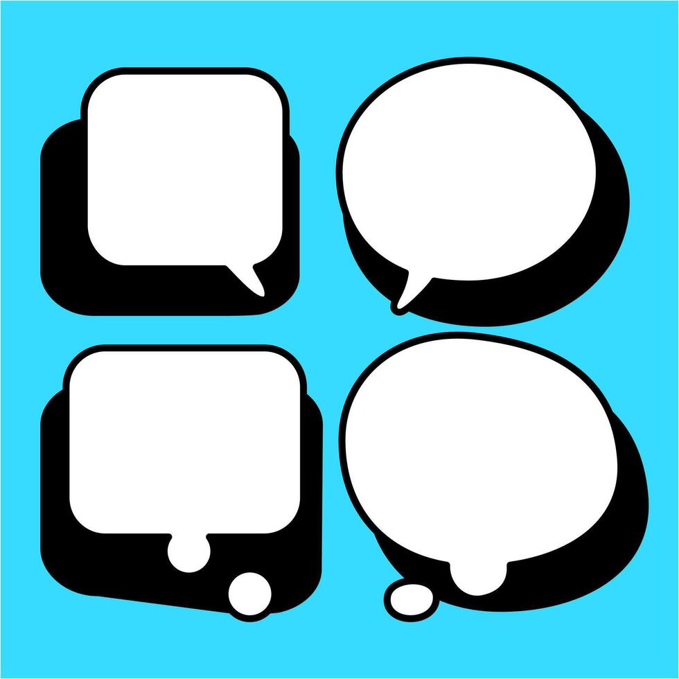 Round speech and thought bubble graphic white minimalist on black graphic background vector