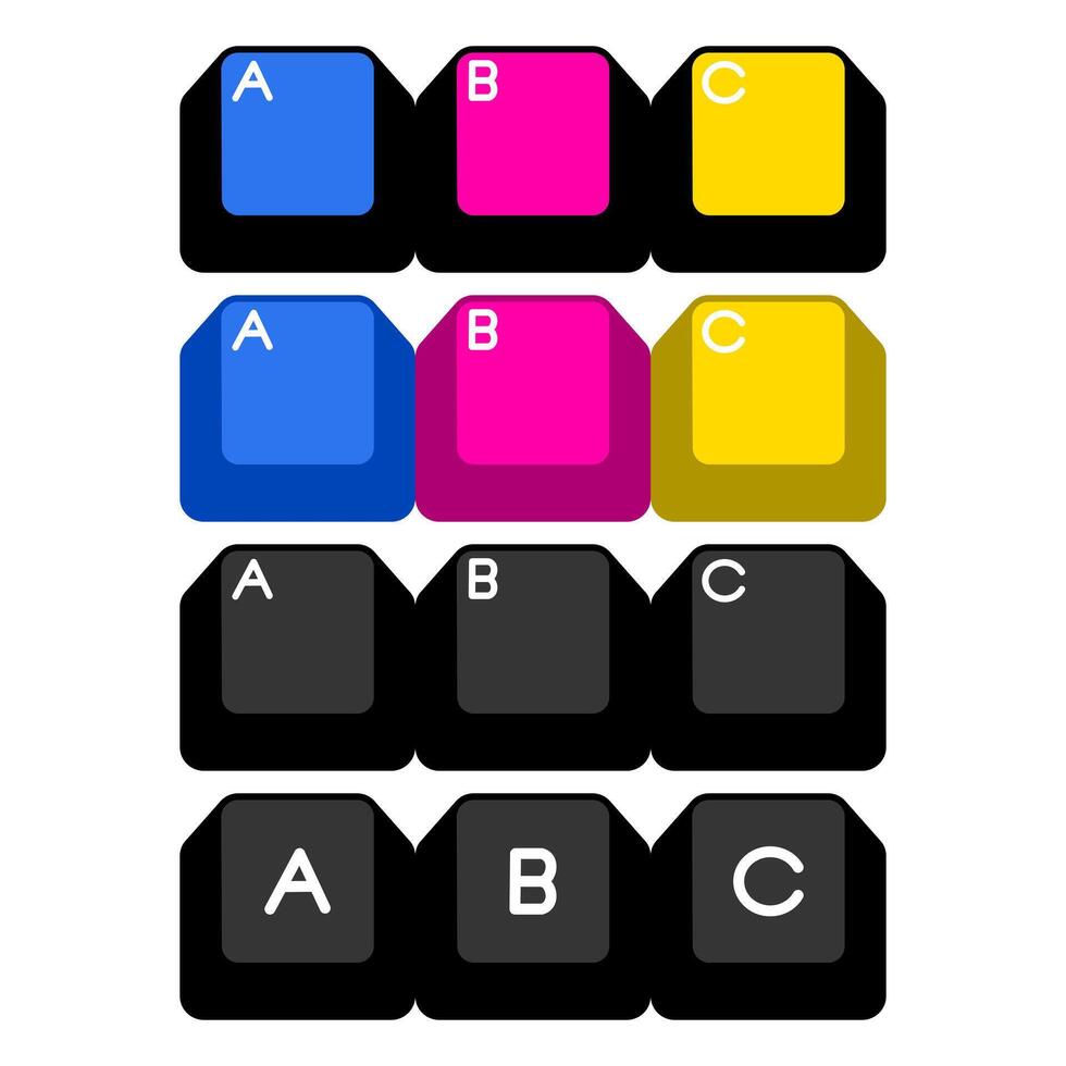 Alphabet Letters ABC on Color keyboard typing Blocks Graphic vector