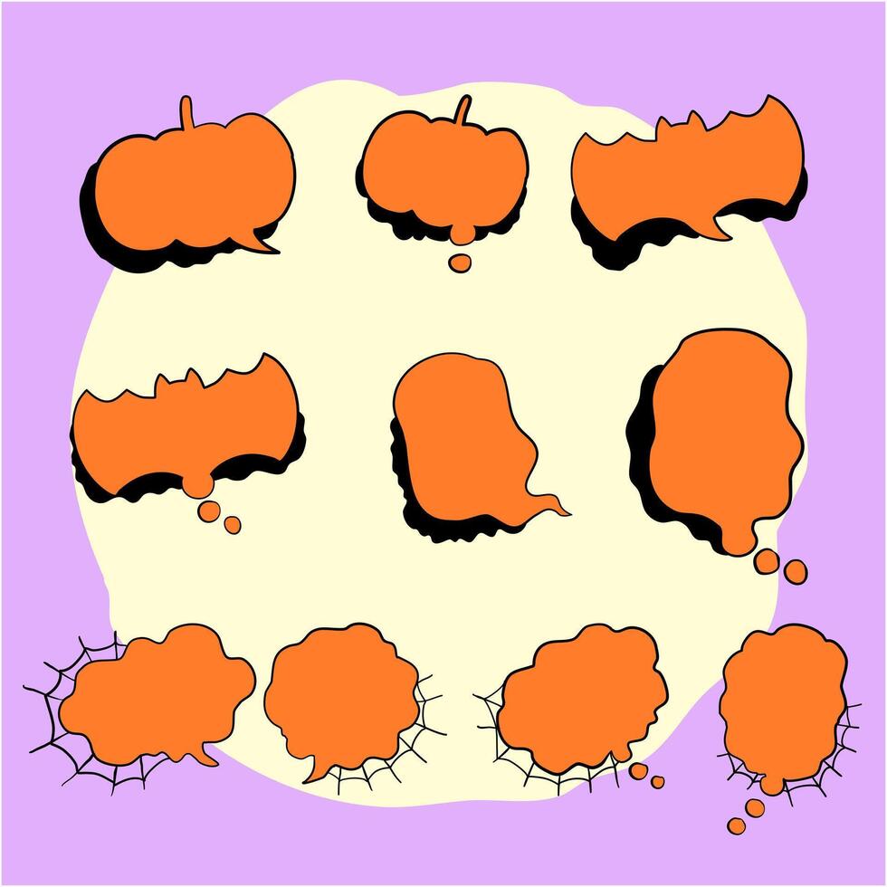 Orange Speech bubble Thought bubble doodle Halloween communication dialogue message thinking chat conversation thought bubble speech bubble graphic cartoon elements vector