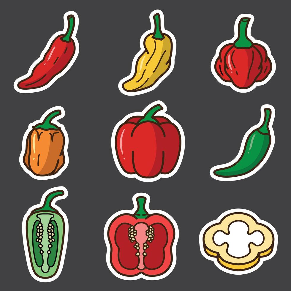 set of chili good for sticker, badge, element design, icon, etc vector