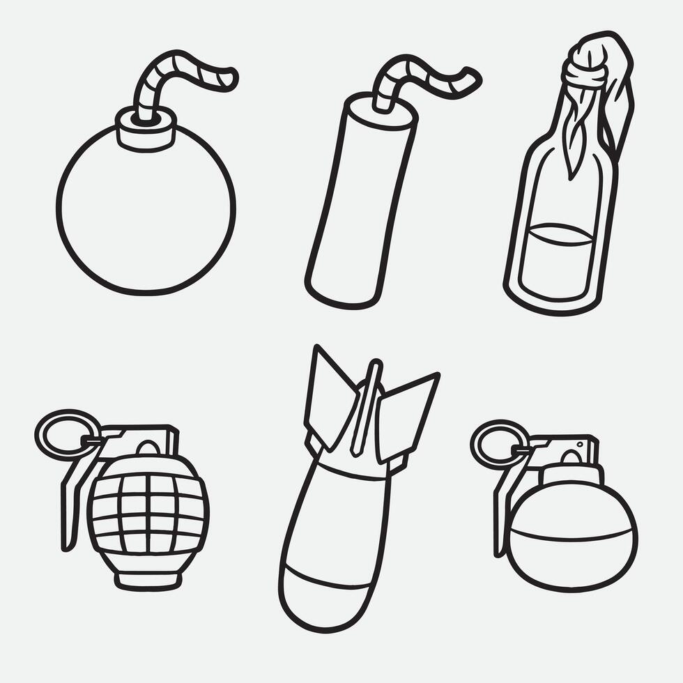 set of bomb with outline style good for icon, symbol, element design, etc vector