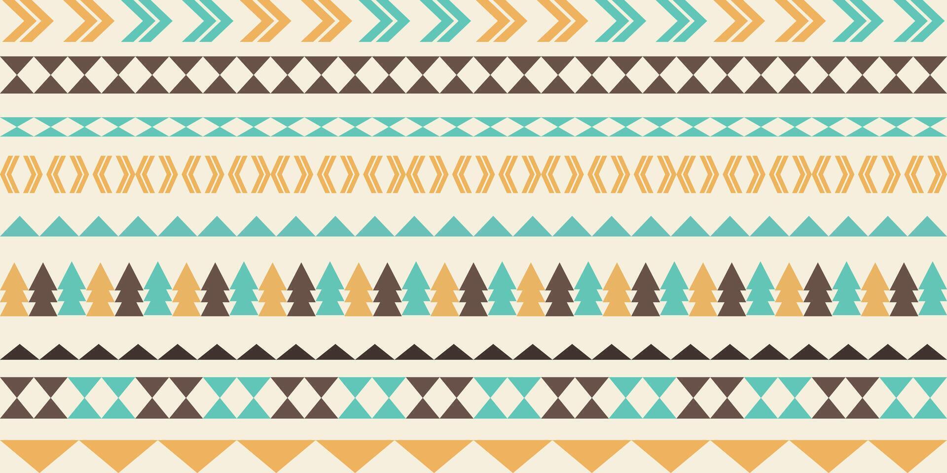 Intricate geometric ethnic border,modern tribal aesthetic. brown,turquoise,yellow abstract motifs on beige background traditional folk textiles print,invitations frame,cultural comtemporary design vector