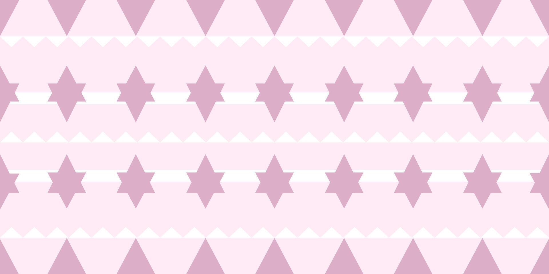 repeating horizontal graphic pattern with alternating rows of triangles and stars in a soft, pastel pink palette,sweetness, playful,Ideal for textile prints,decoration,backgrounds,wallpaper,embroidery vector