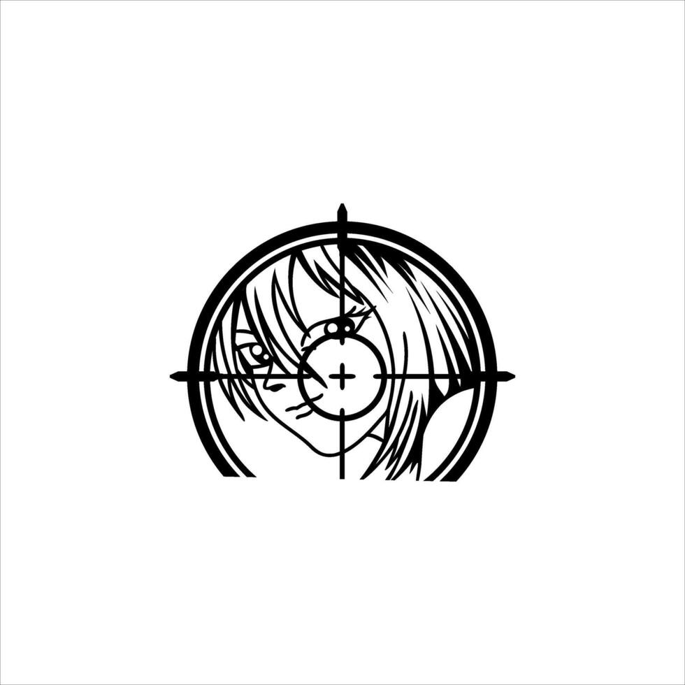 Illustration of a Woman's Face in a Target Scope vector