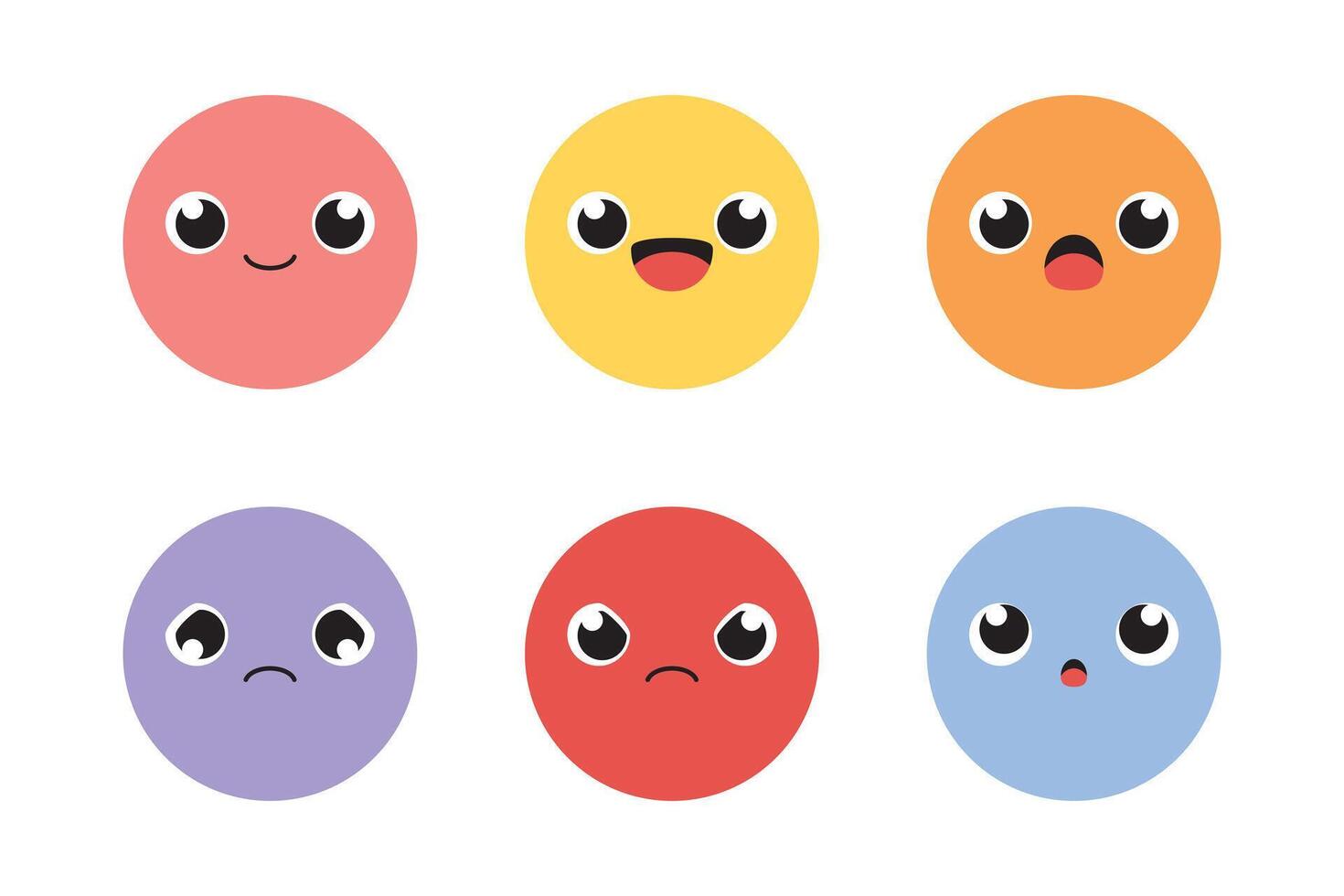 Set of cute cartoon emotion icons. Flat design illustration 03 vector