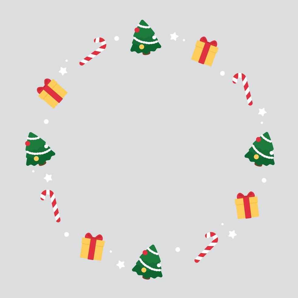 Festive Christmas element circle frame. Flat design illustration. vector
