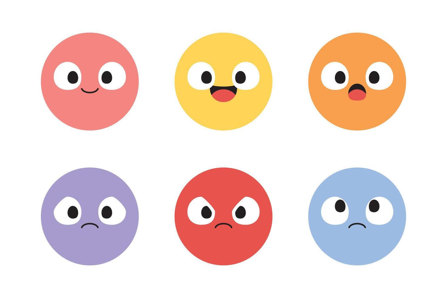 Set of cute cartoon emotion icons. Flat design illustration 04 vector
