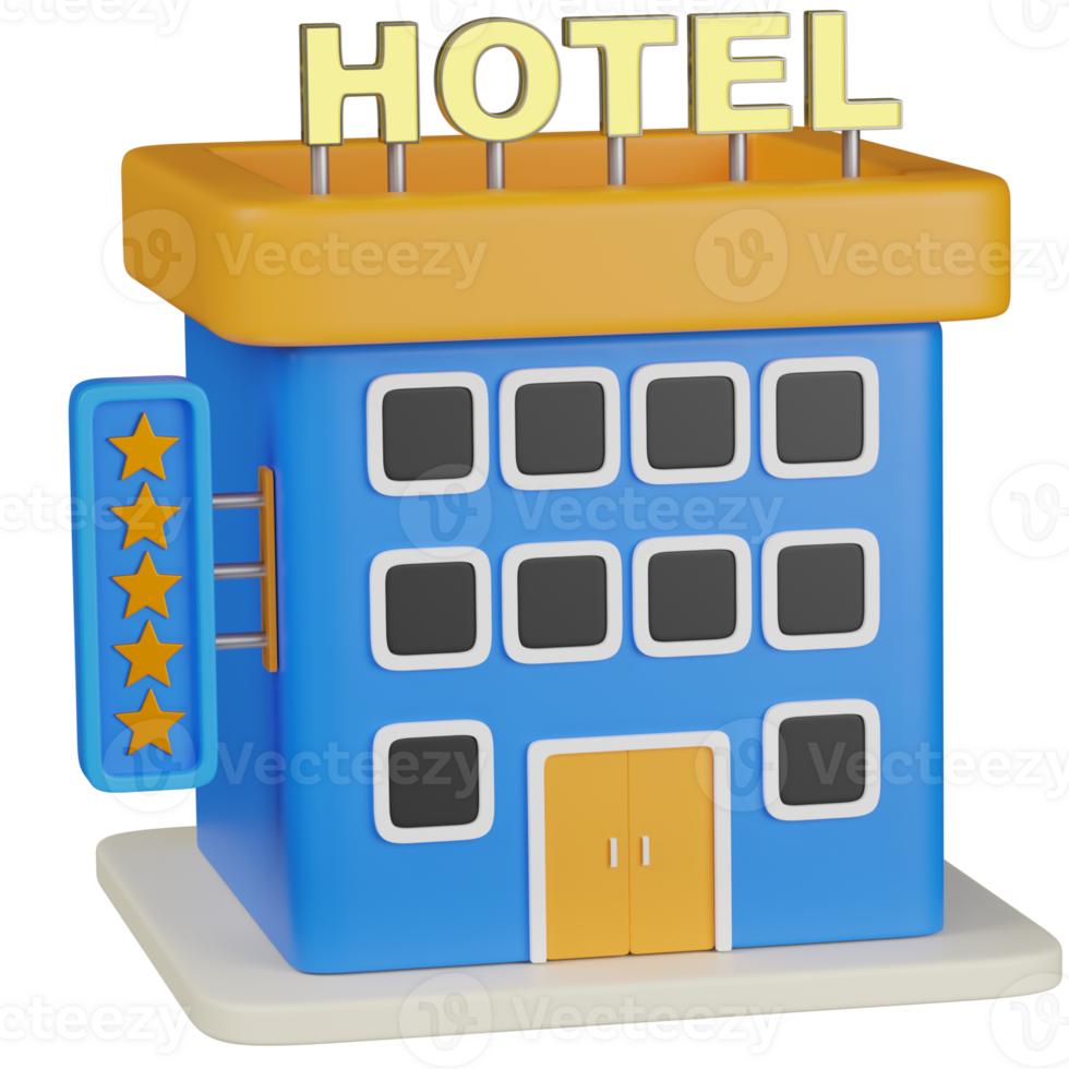3d render 5 star hotel icon png