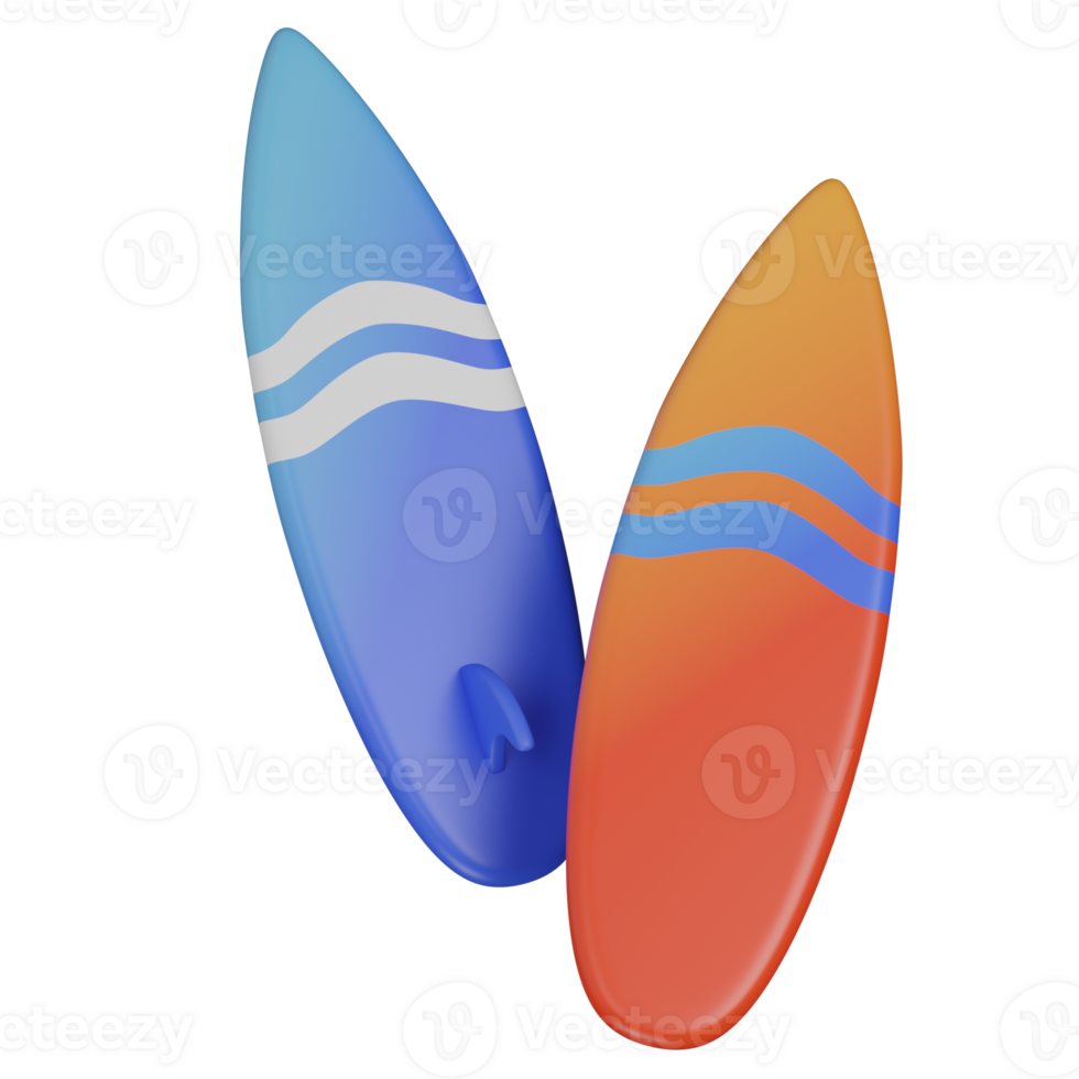 3d render of Two colorfull Surfboards icon png