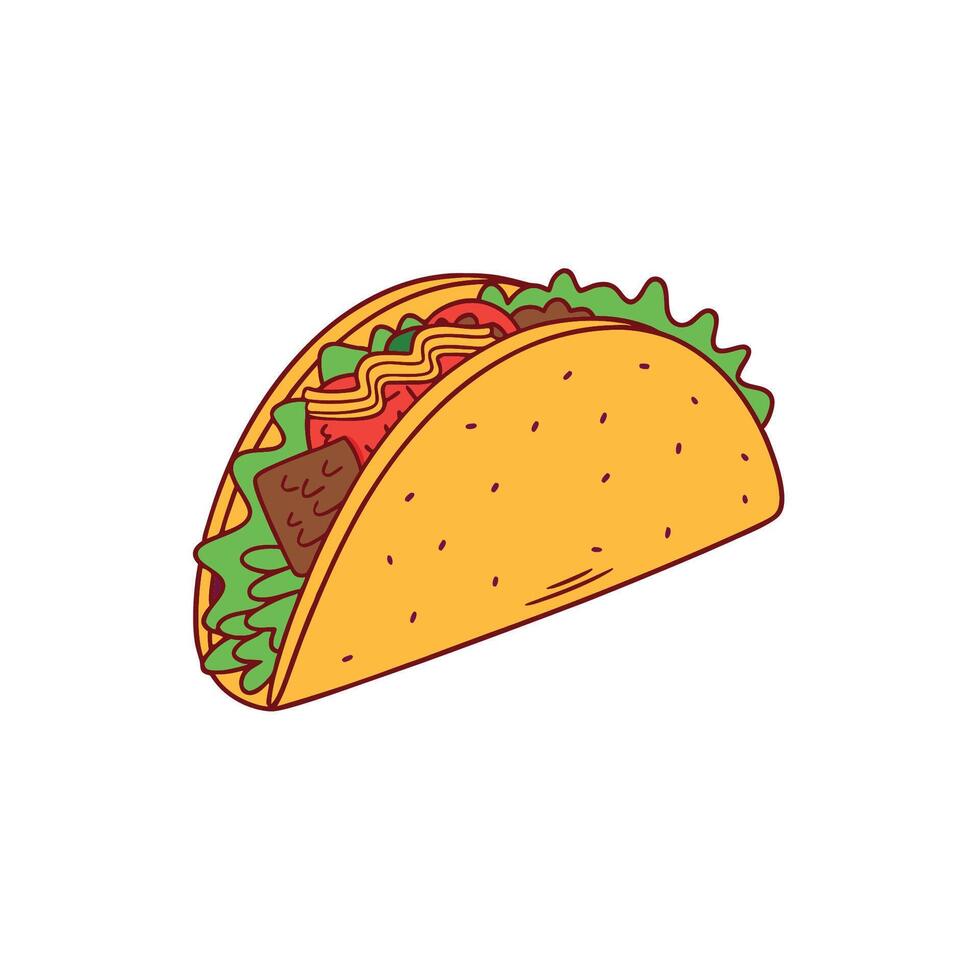 Hand Drawn Taco Simple and Appealing vector