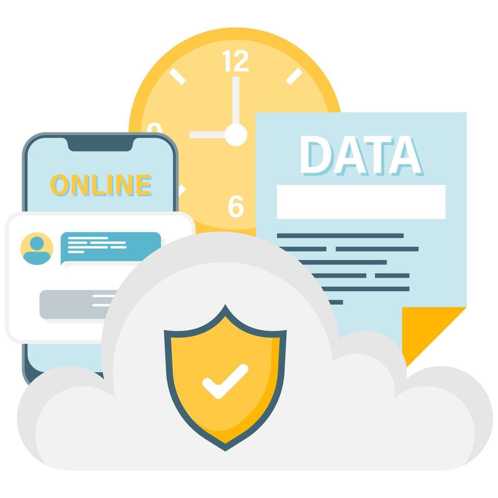 cloud messaging security, digital message illustration vector