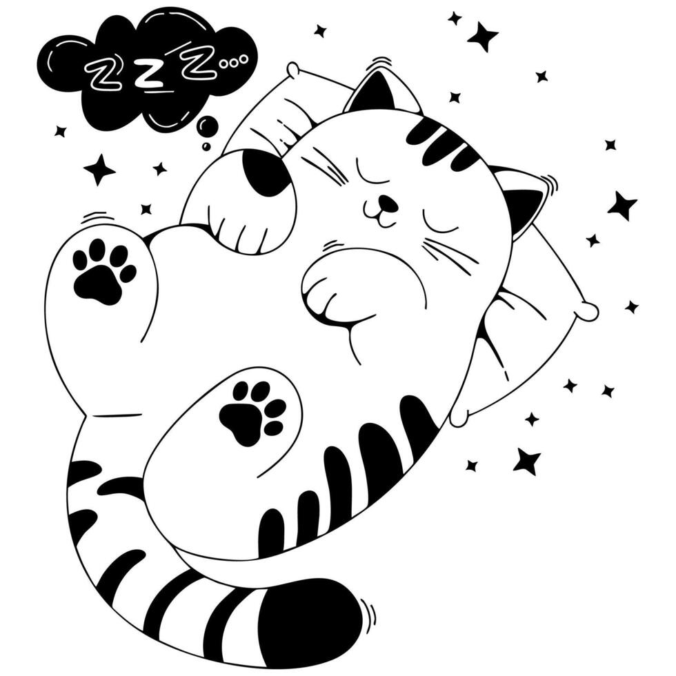 The sleeping cat looks adorable vector