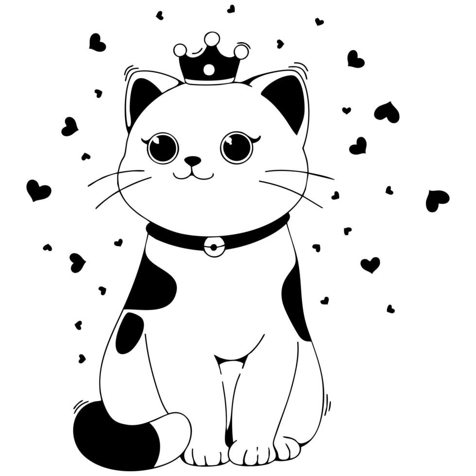 The cat wears a crown vector