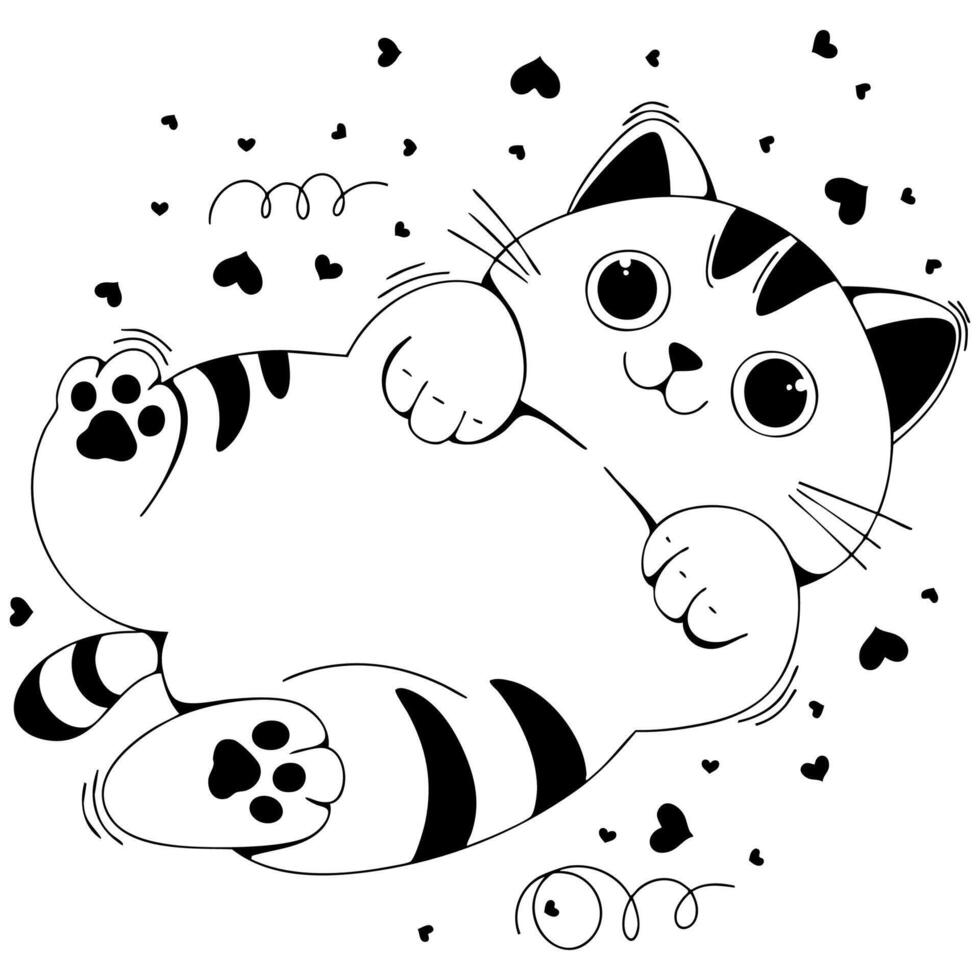 The fat cat is lying down vector