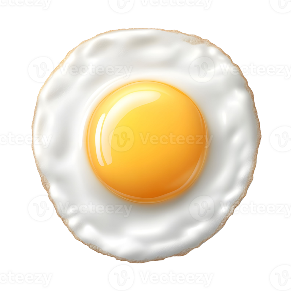 Overhead View of a Fried Egg with Golden Yolk on a Transparent Background png
