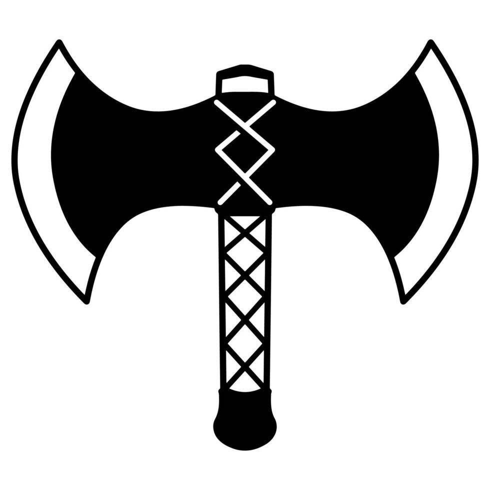 Hand drawn medieval double axe weapon vector