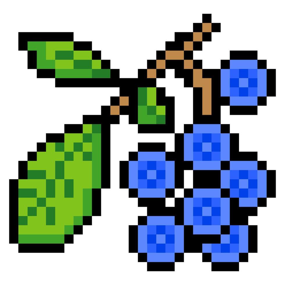 Blueberry fruit in pixel art style vector