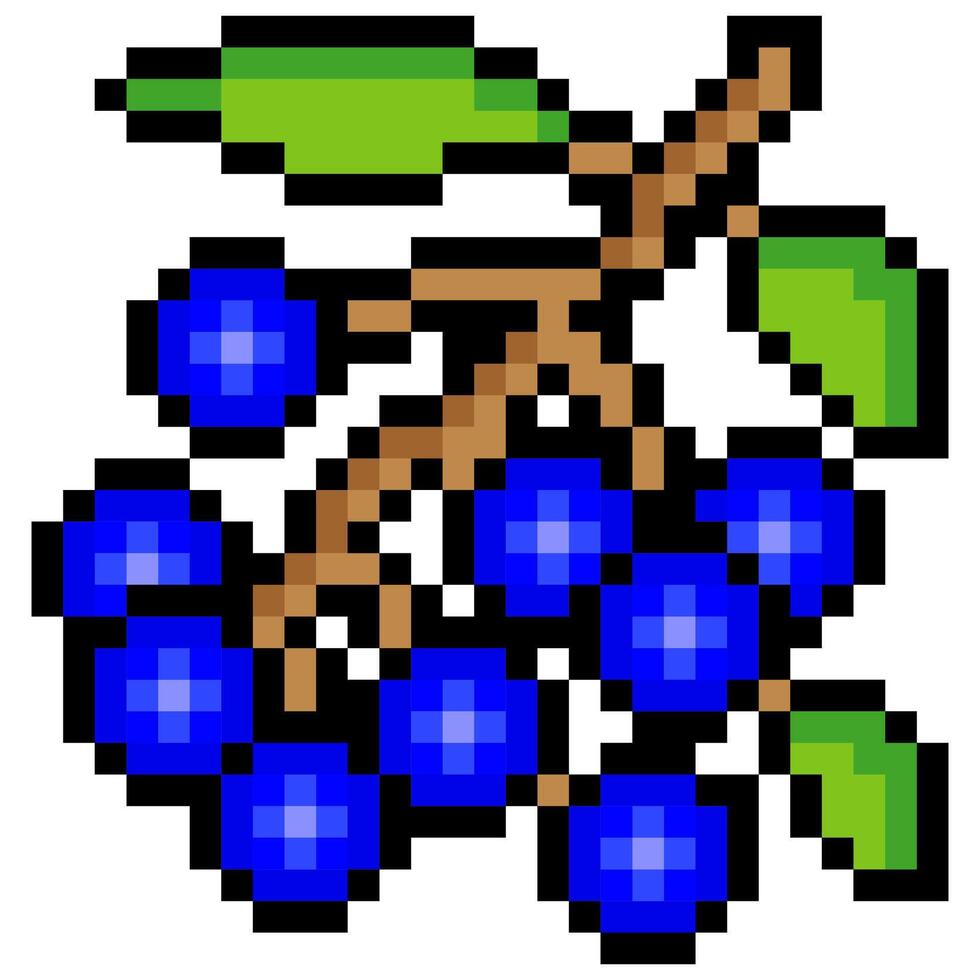Blueberry with pixel art style vector