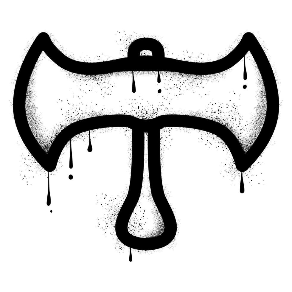 Double axe graffiti with black spray paint vector