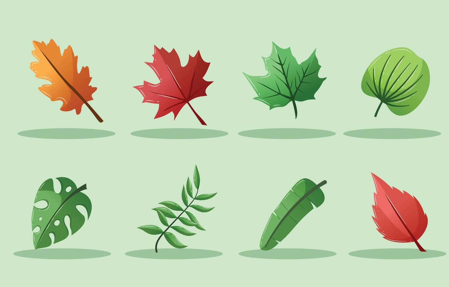 set of autumn leaves icons vector