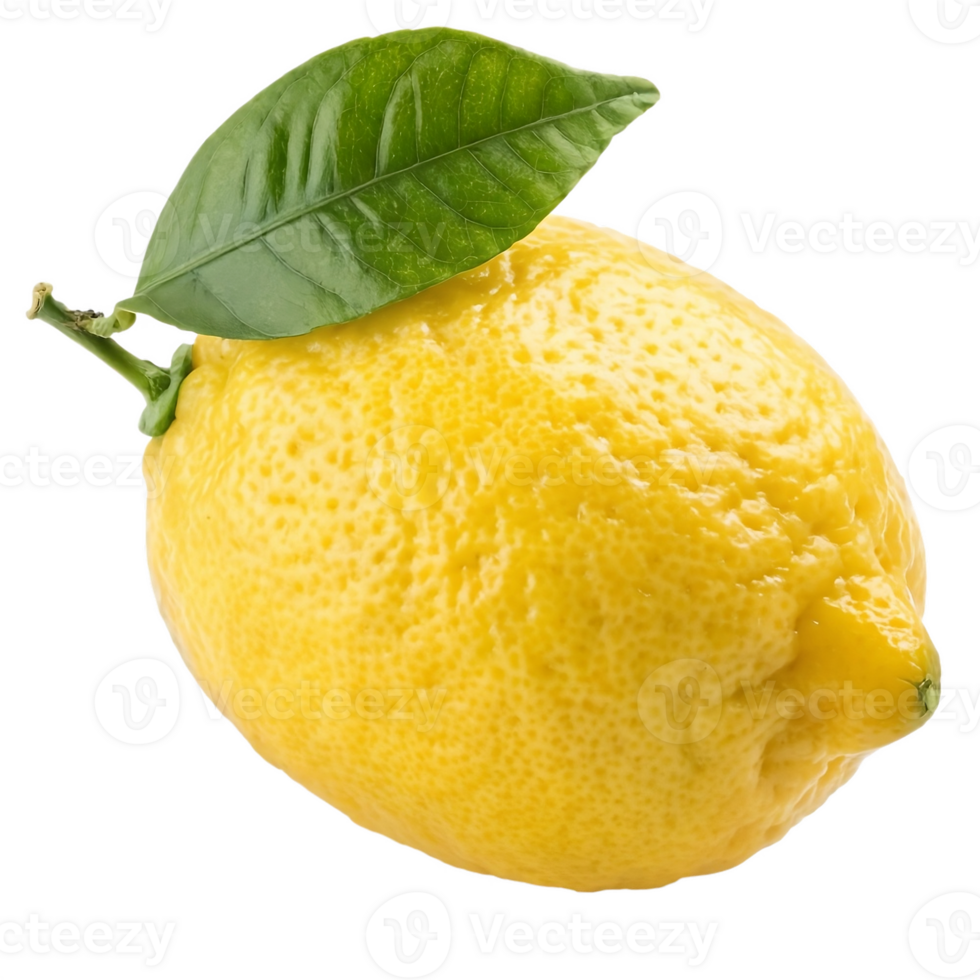Fresh Lemon with Leaf Isolated on Transparent Background png