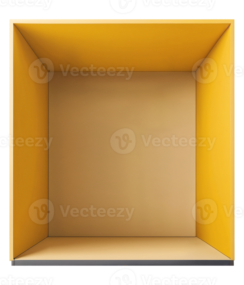 Square Booth Yellow Front stop Retaile Store for Product Showcase Display Mockup Design png