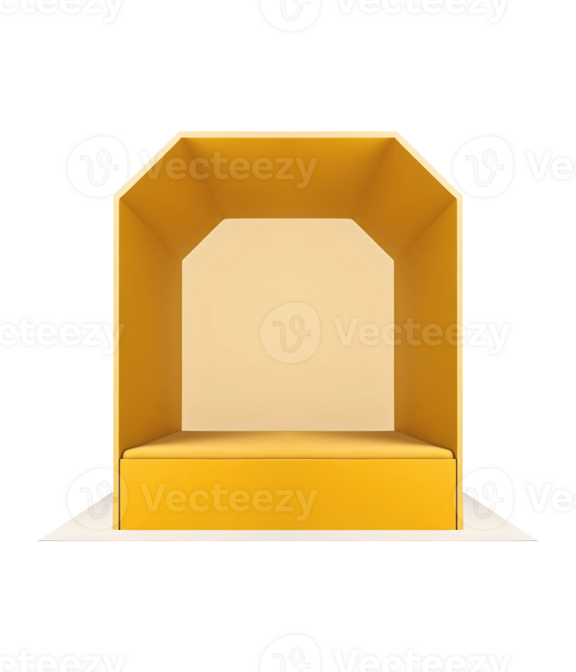 Mockup Design Yellow Booth for Product Display Showcase for Exhibition Event Store png