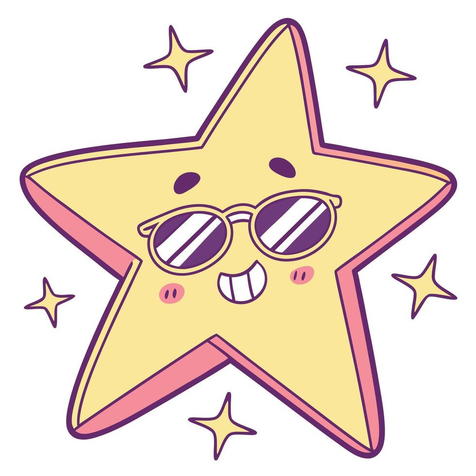 A cartoon star with sunglasses and a smile vector