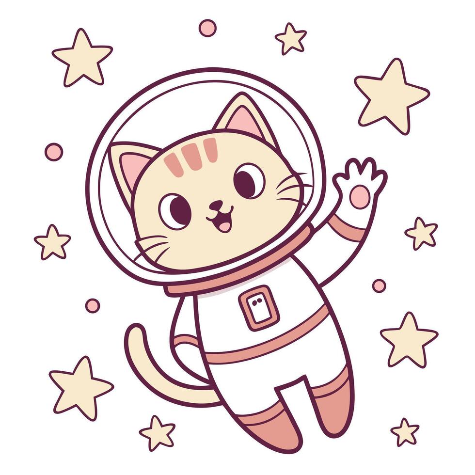 An illustration of a cat in an astronaut suit vector