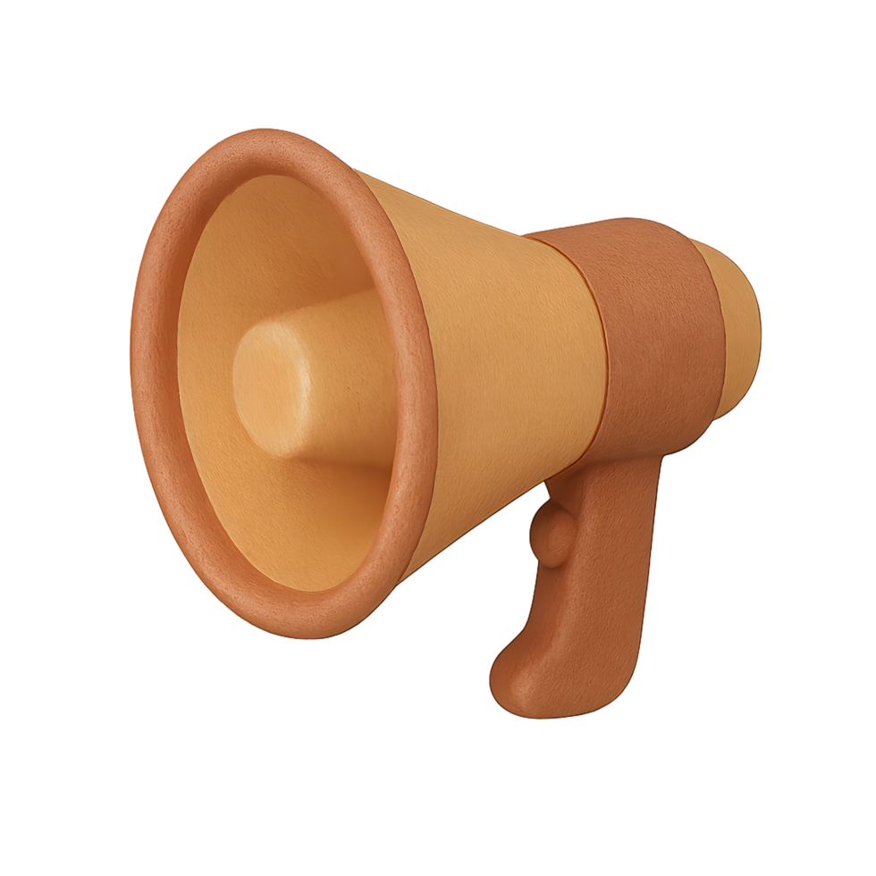 Clay Style Megaphone Icon Isolated on Transparent Background for Announcement, Marketing, and Public Communication Use png