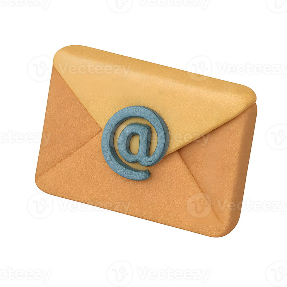 Clay Style Email Envelope Icon Isolated on Transparent Background for Communication and Digital Message Use png